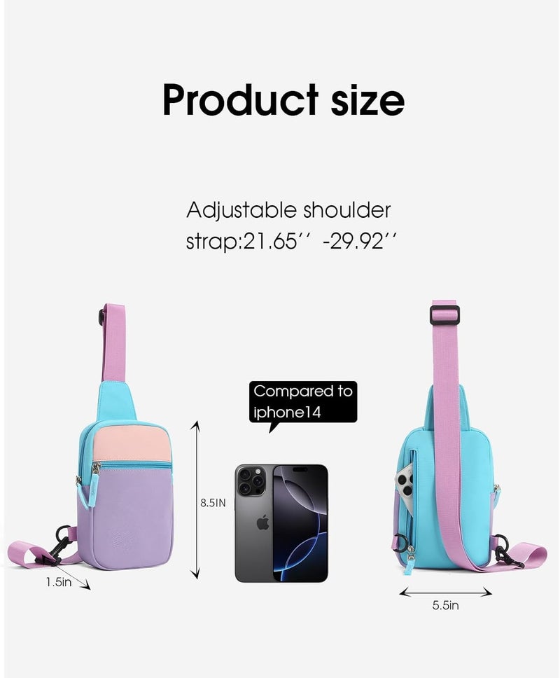 cotmcor Store Valentines Day Gifts for Kids: Fanny Pack Birthday Gift for 8 9 10 11 12 Year Old Teen Girls Trendy Stuff, Preppy Colorblock Crossbody Bag Adjustable Sling Belt Bags Purse for Travel Outdoor - Image 3
